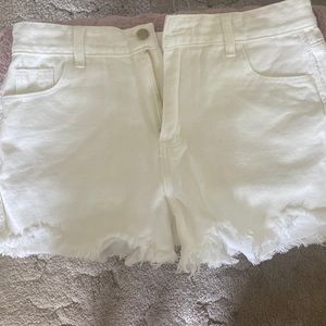 white washed jean shorts, frayed